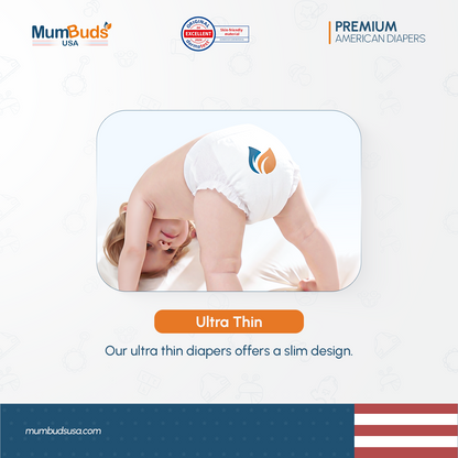 MumBuds USA ZIPLOCK PACK Ultrathin Baby Diapers Size-3 Medium (7-12kg) – 40 pcs Pant Style
