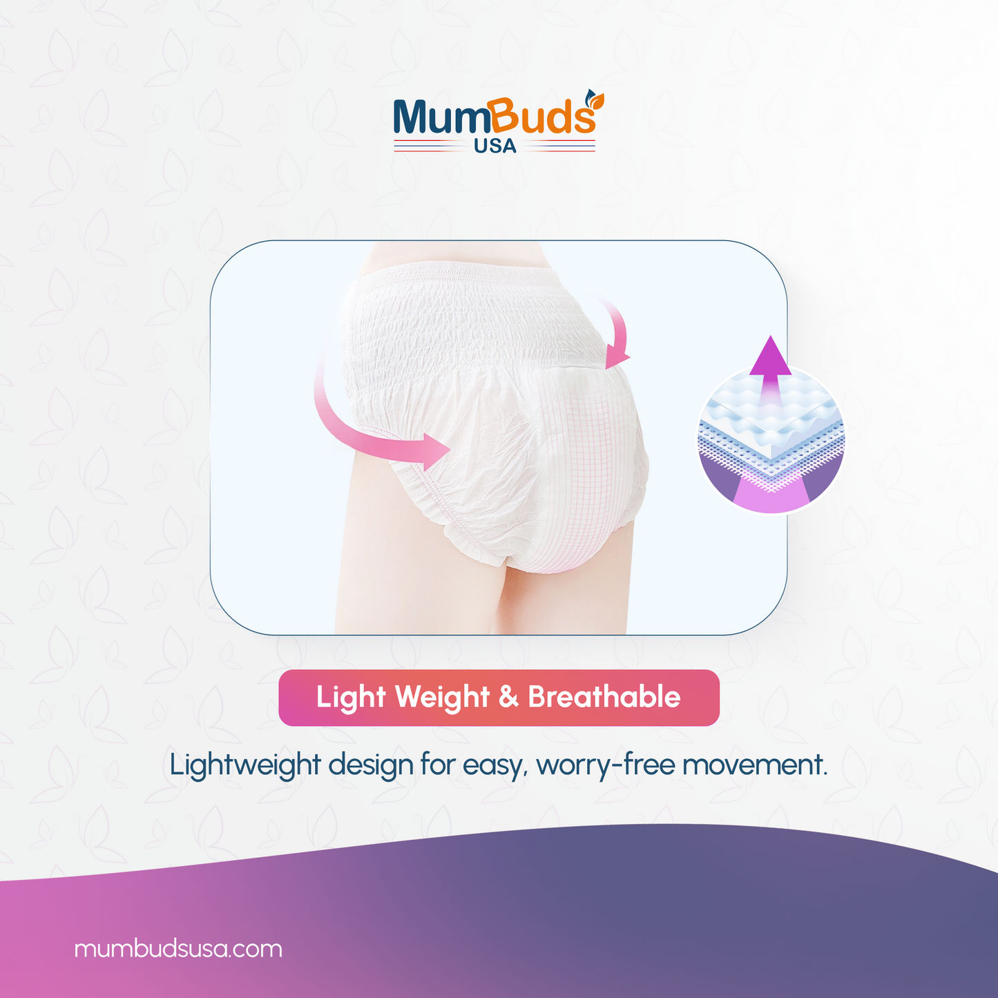 MumBuds USA Disposable Period Panty L/XL 660 mm (70–120 cm) 3 Pcs | Super Absorbent, Breathable, Lightweight, Leak Protection & Individually Packed