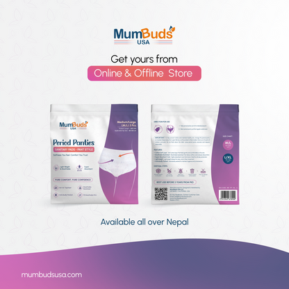 MumBuds USA Disposable Period Panty M/L 660 mm (60–105 cm) 3 Pcs | Super Absorbent, Breathable, Lightweight, Leak Protection & Individually Packed